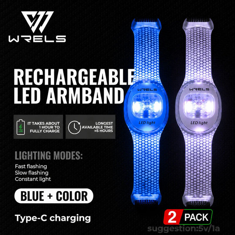 WRELS Arm Light Rechargeable LED Light Up Armband Waterproof Night Running Cycling Outdoor Safety Wristband Warning Light