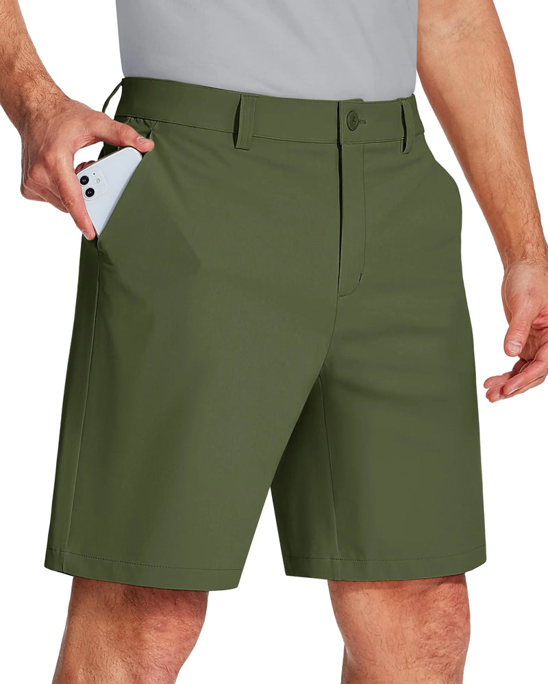 TACVASEN Golf Quick Dry Shorts Men Stretch Lighyweight Dress Work Casual Shorts with 4 Pockets Flat Front Hiking Shorts 9 Inch