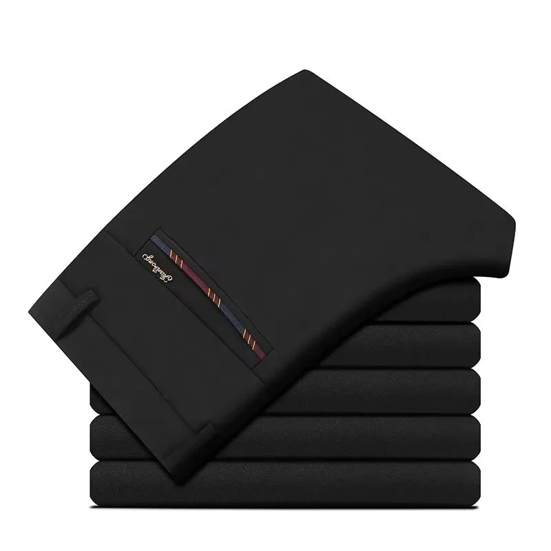 2026 Men's Elastic Casual Pants in Royal Blue And Black Slim Fit Trousers Fashionable Stretchy Leisure Trousers in Chinese.