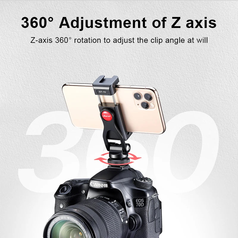 ULANZI ST-10 បង្វិល 360 ដឺក្រេ ដែកសម្រាប់ដាក់ជើងកាមេរ៉ា ជាមួយស្បែកជើងត្រជាក់ សម្រាប់មីក្រូហ្វូន ពន្លឺ Canon Nikon Sony DSLR កាមេរ៉ា ស្មាតហ្វូន