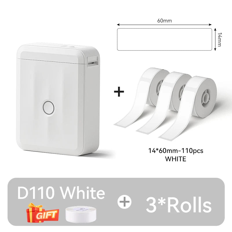 NIIMBOT D110 Thermal Label Printer Mini Portable Self-adhesive Label Maker With Tape for Home Similar to Dymo Labeling Machine