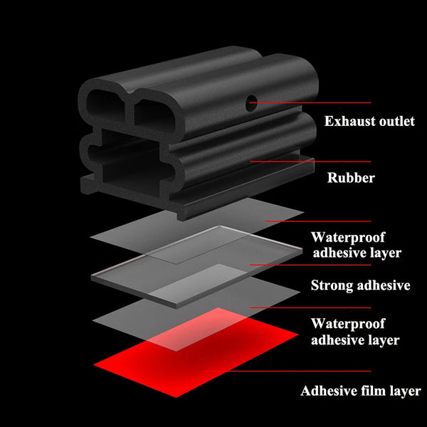 Car Door Seals Double-Layer Auto Weatherstrips Soundproof Waterproof Rubber Car Sealing Strip Universal For Car Door Trunk Hood