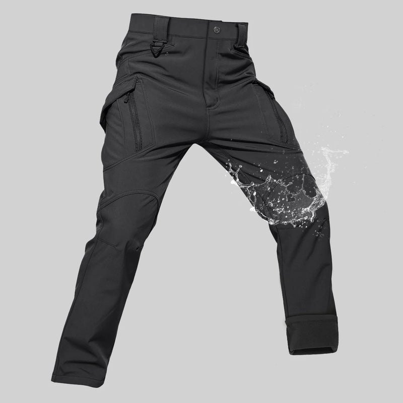TACVASEN IX9 Winter Softshell Thermal Hiking Pants Work Pants Mens Fleece Cargo Pants Waterproof Warm Outdoor Male Trousers