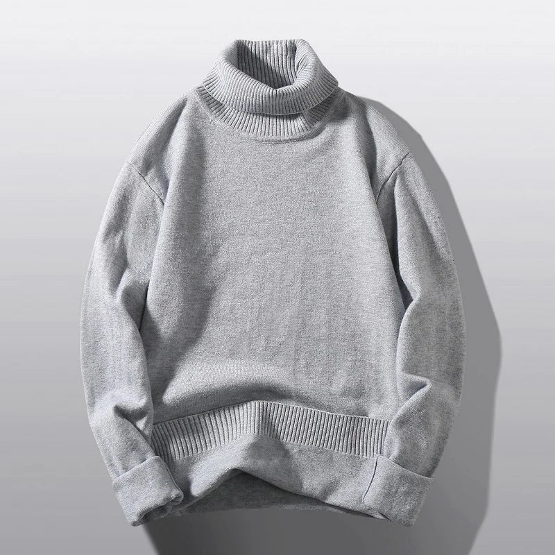 Bright Red Men's Pullover Sweaters, Winter Computer Knitted Turtleneck Sweater, White Black Male Pullovers Beige Gray Khaki