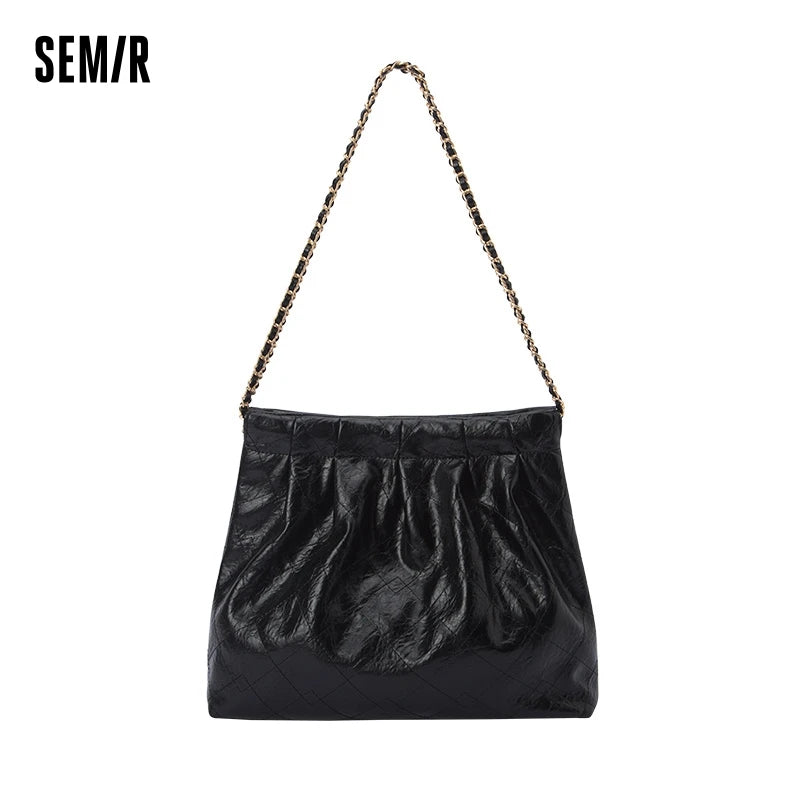 Semir Bag Single Shoulder Bag Women Design Sense Pleated Diamond Chain Bag Elegant Large Capacity Handbag