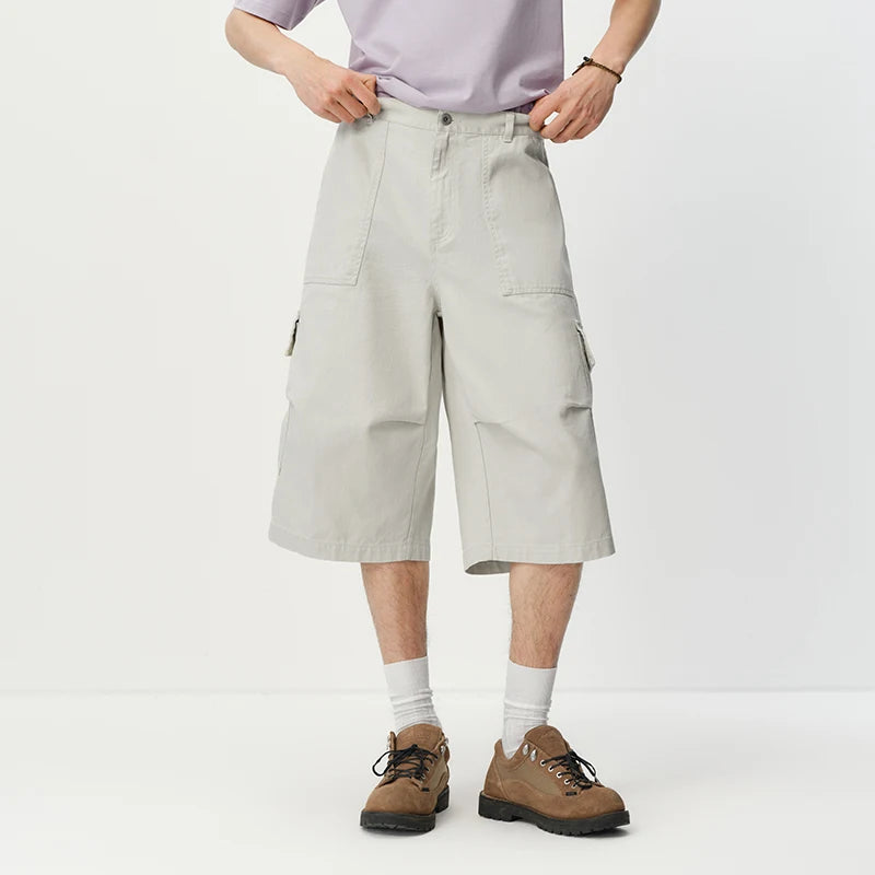 Semir Mens Shorts 2026 Pure Cotton Workwear Style Knee Length Loose Wide Leg Casual Versatile