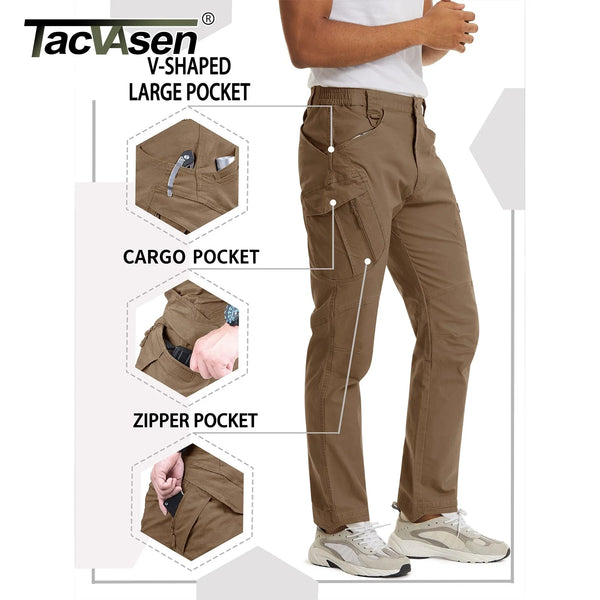 TACVASEN Mens IX9 City Work Cargo Pants Multi Pockets Ripstop Stretch Casual Trousers Outdoor Lightweight Training Hiking Pants