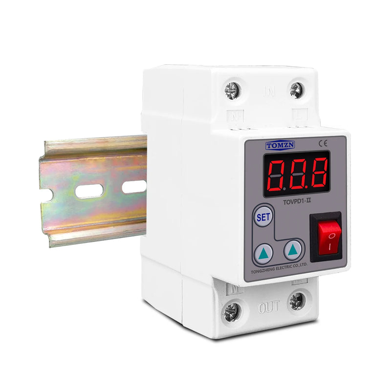 TOMZN Din Rail Mount Adjustable Overcurrent Protection Relay, 230V 1-63A, Current Limiting & Monitoring Device