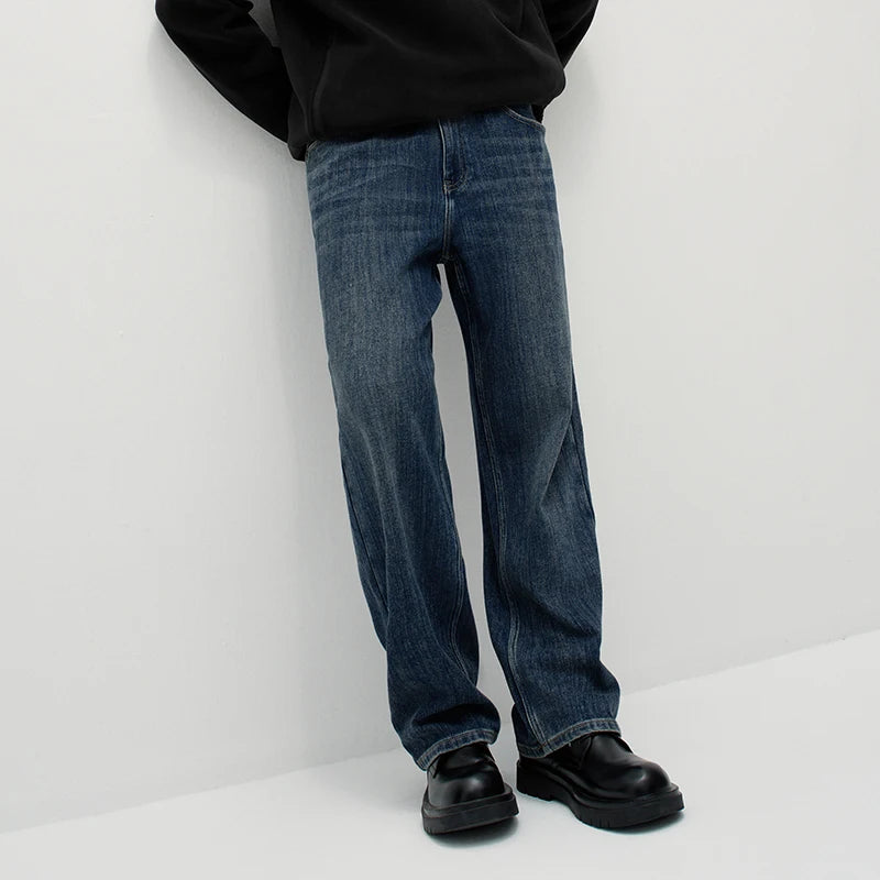 Semir Men Jeans Loose Fit Straight Leg Commuter Style Everyday Style Soft Touch 2026 Winter Full Length Comfort Fit