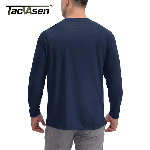 TACVASEN UV Shirt Men's O-Neck Long Sleeve UPF 50+ Sun Protection T-Shirt Quick Dry Sports Tee Hiking Fishing Outdoors Pullovers