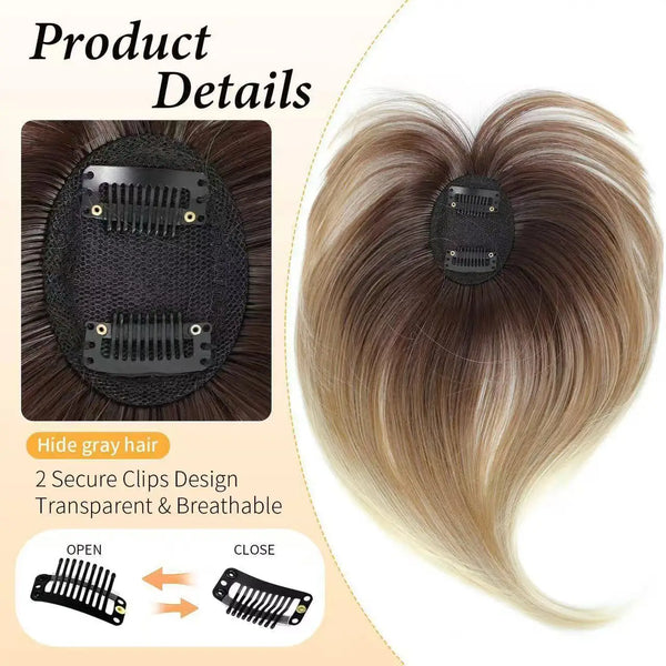 Reissue Wig for Women, Covering White Hair on the Top of the Head Naturally and Invisibly, and Reissue Fake Bangs