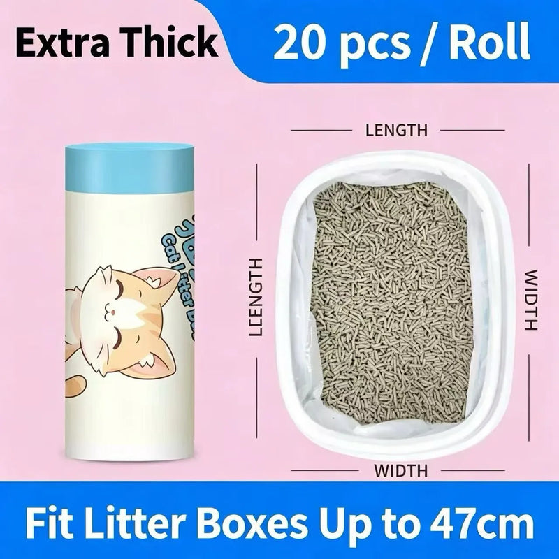 Thickened Plastic Cat Litter Bag with Drawstring Automatic Closing Pet Litter Box Garbage Bag Cleaning Bag for Cats