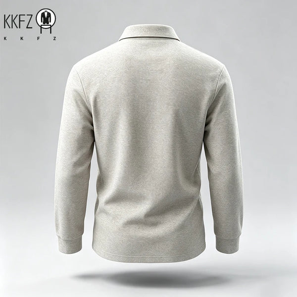 New Mens Lapel Long Sleeve Polo Shirts Anti Wrinkle Soft Touch Fabric Slim Silhouette Office And Daily Wear Tops