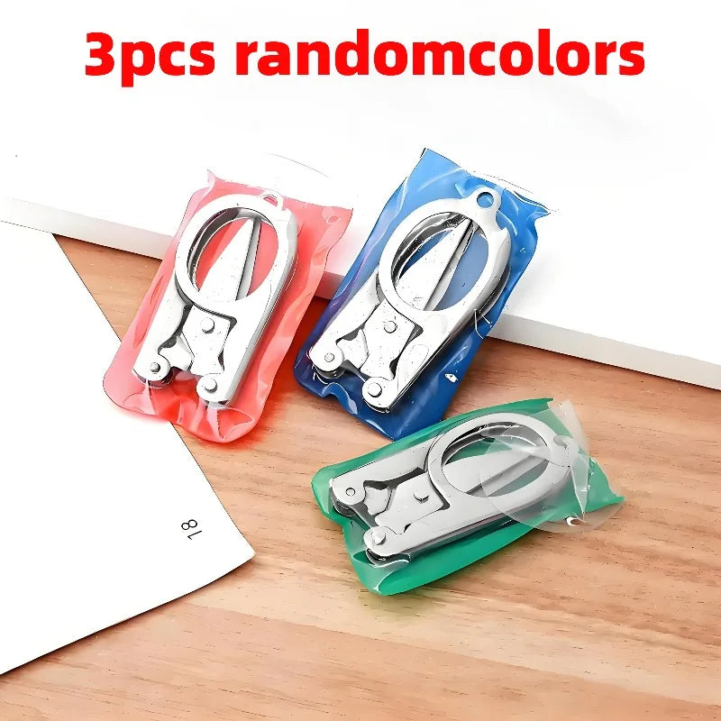 3pcs Portable Folding Stainless Steel Scissors,Durable and Portable,Suitable for Home,Office.Ideal Gift for Student and Traveler