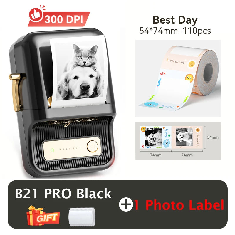 Niimbot B21 Pro 300DPI HD Printing Portable Thermal Printer Self-adhesive Label Printer Sticker Maker For Photos Receipts Note