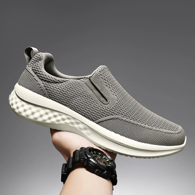 Men Walking Shoes Black Breathe Casual Fashion Mesh Shoes Lightweight Snug Easy Put on Take Off Daily Commuting Walking Shoes