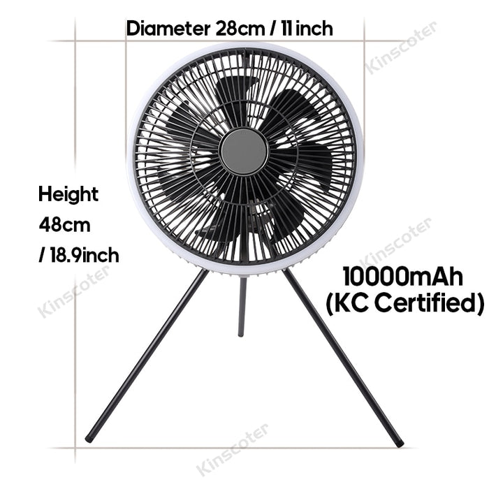 Big Size 11inch Camping Tent Fan Portable Rechargeable Desktop Floor Circulator Electric Wireless Ceiling Fan Remote Control