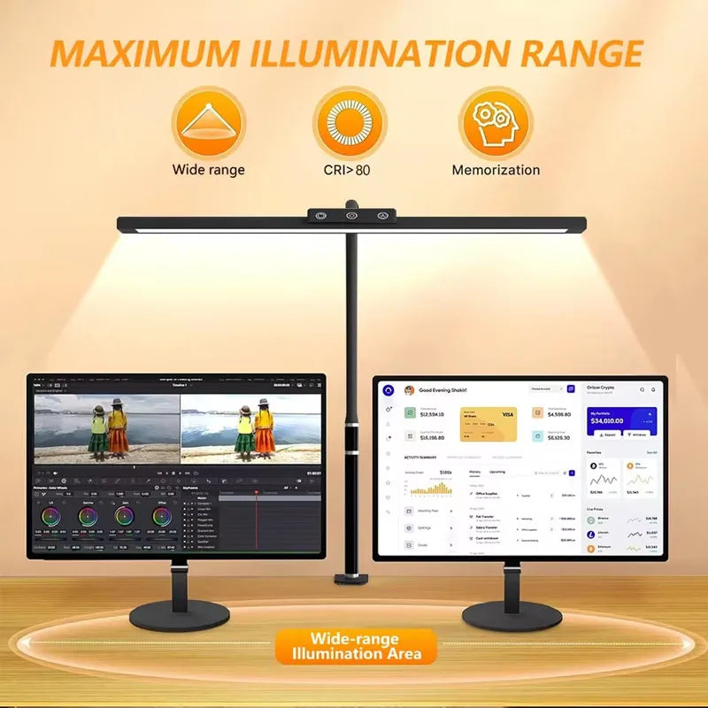 LED Desk Lamp Clamp Eye-Caring Clip on Lights for Home Office Long Flexible Goose-Neck Arm Architect Task Table Lamps with USB