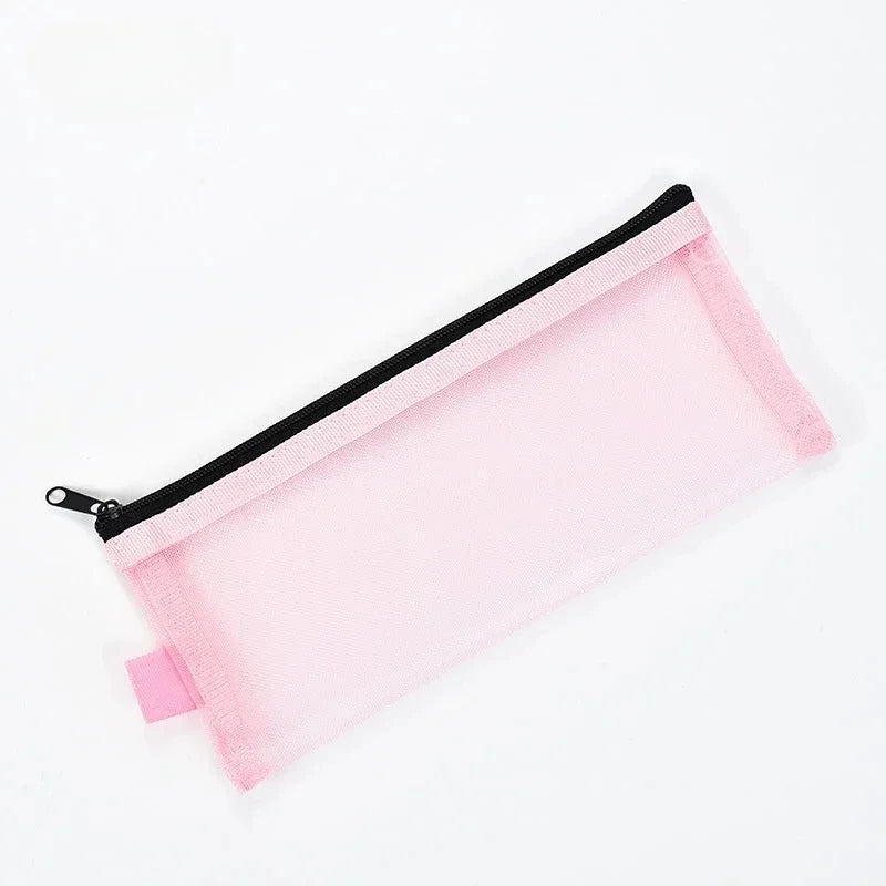 1pc Transparent Mesh Cosmetic bag with Zipper Closure, Lightweight Installation Portable Organizer Travel, Cosmetic bag.