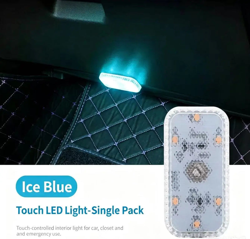 LED Touch Light Mini Wireless Car Interior Lighting Auto Roof Ceiling Reading Lamp for Door Foot Trunk Storage Box USB Charging