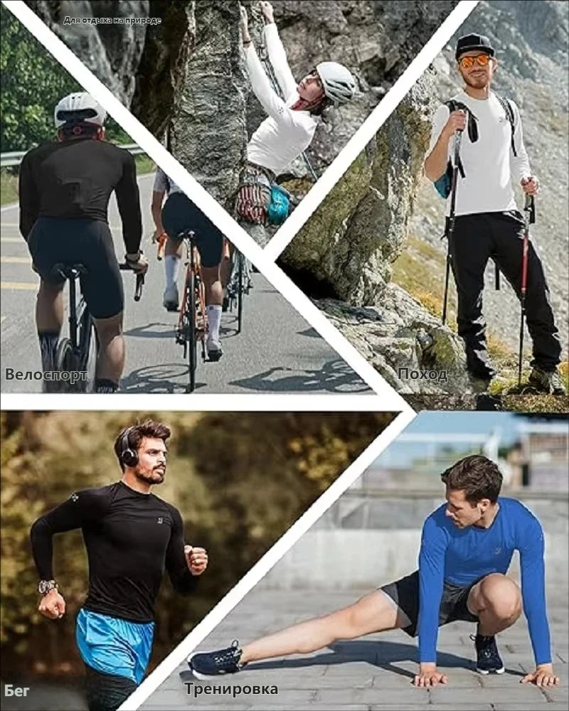 Men's Performance Long Sleeve Sports Shirt UV Sun Protection Breathable Athletic Tee for Fishing Hiking Running Outdoor Wear