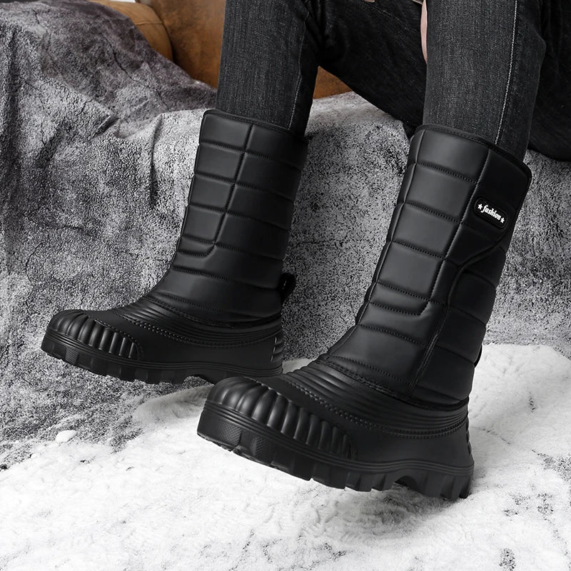 Men's high-top casual snow boots winter new light warm velvet cotton boots soft sole non-slip comfort outdoor walking work boots