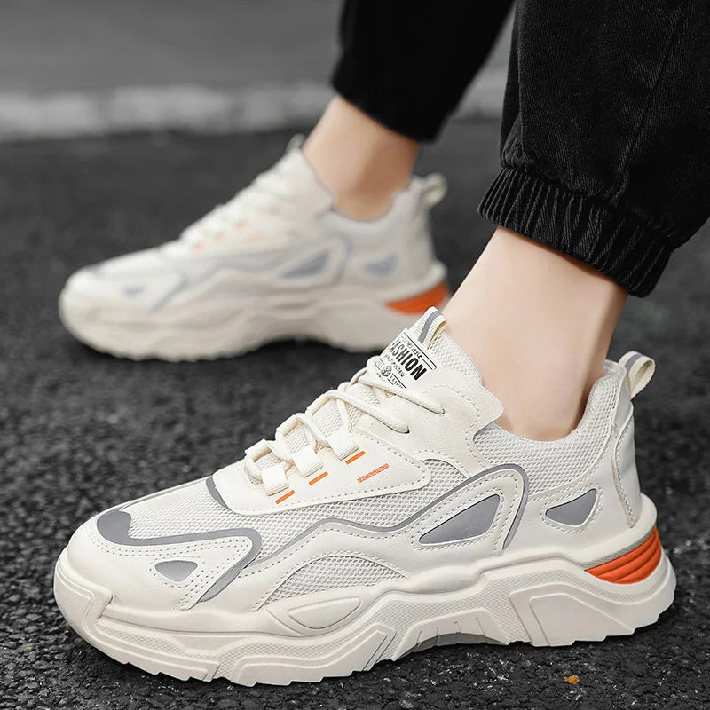 Men's breathable mesh casual sports shoes four season soft soled comfortable outdoor running shoes student shoes male sneakers