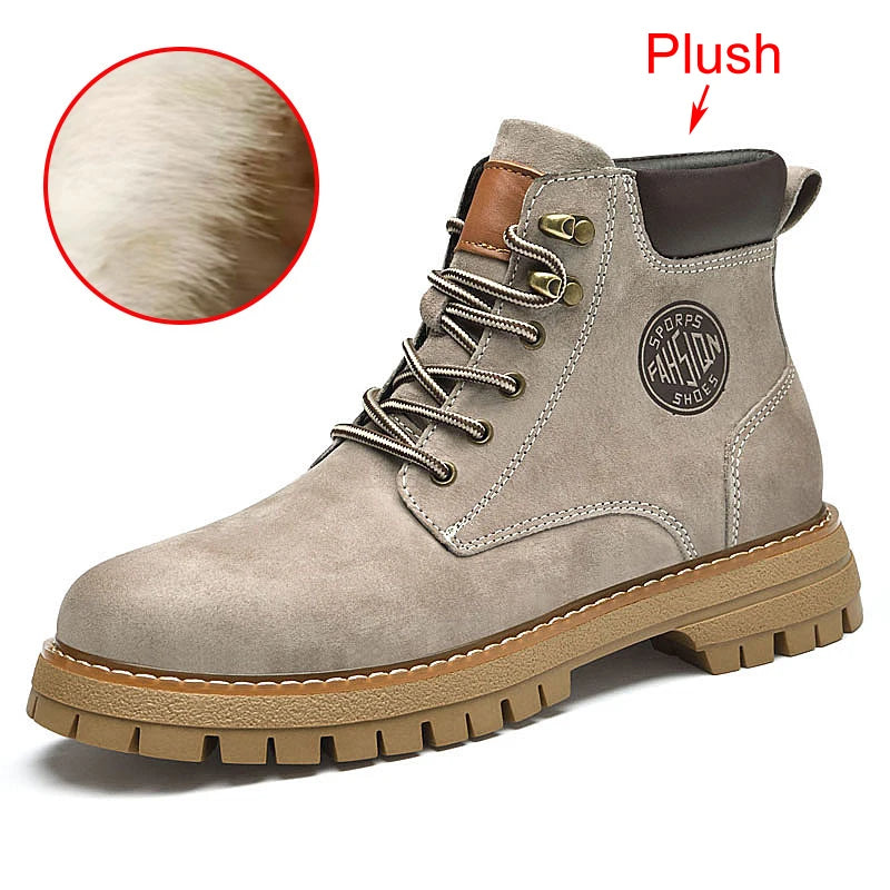 Winter Mens Suede Leather Boots For Men High Quality Ankle Boots Botas Hombre Cuero Size 37-46 Dropshipping