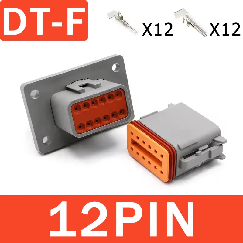 Deutsch DT04/DT06 Waterproof Connector with Fixed Flange DT04-2P/4P/6P/8P/12P & DT06-2S Male/Female Plug for Truck, Agriculture