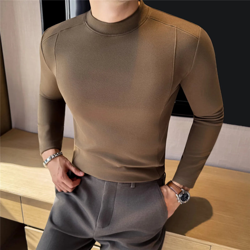 Men's Slim Fit Long Sleeve T-Shirt, Soft Fleece Lined for Daily Casual and Home Wear, 3 Colors