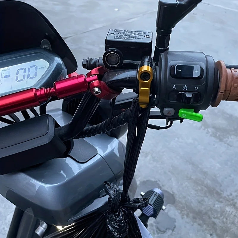 1set Universal Motorcycle Hook/Storage & Helmet Holder for Electric Additions, Aluminum Alloy, Single Hole Handlebar Hook