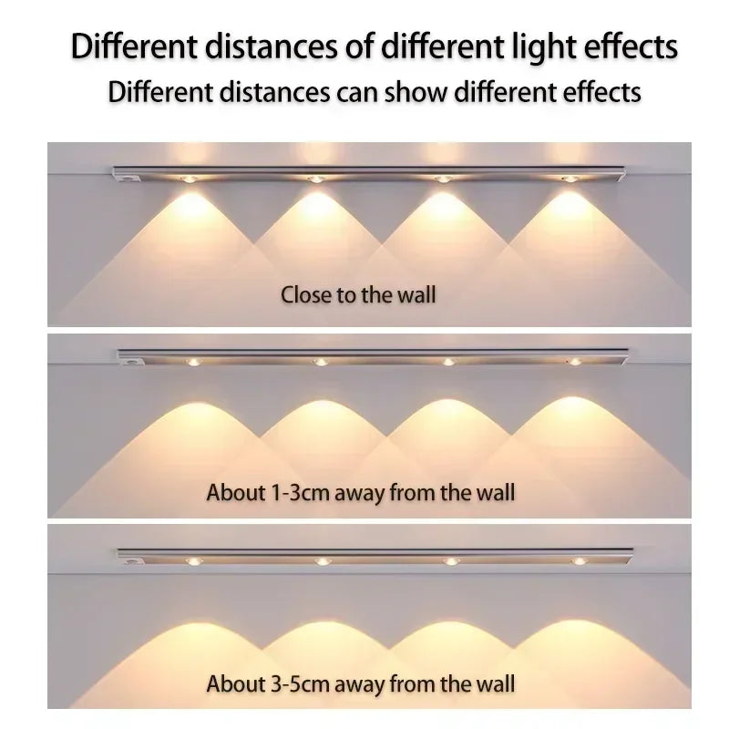 3 in 1 Under Cabinet Lights Wireless Lamp with Motion Sensor Night Lights for Kitchen Bedroom Wardrobe Closet Desk 20/30/40/50CM