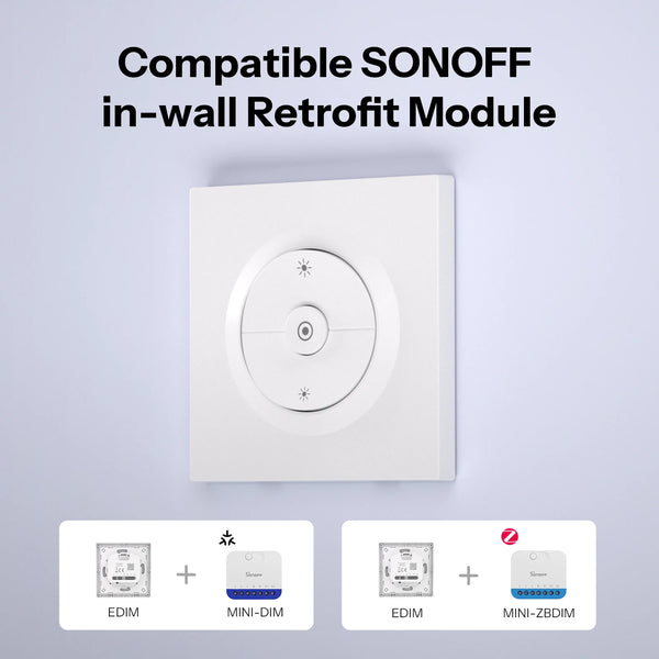 កុងតាក់ជញ្ជាំង Dimmer ស៊េរី Fusion SONOFF EDIM ការដំឡើងបែប Clip-on រចនាឡើងយ៉ាងស្តើងសម្រាប់ SONOFF MINI-DIM, MINI-ZBDIM