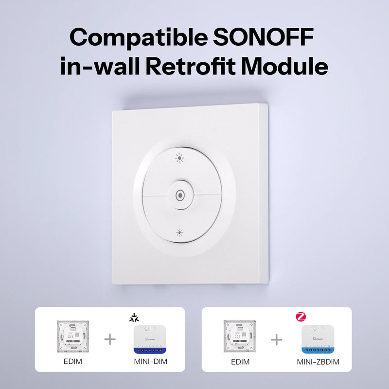 SONOFF EDIM Fusion Series Dimmer Wall Switch Enclosure Clip-on Installation Ultra-Slim Designed for SONOFF MINI-DIM, MINI-ZBDIM