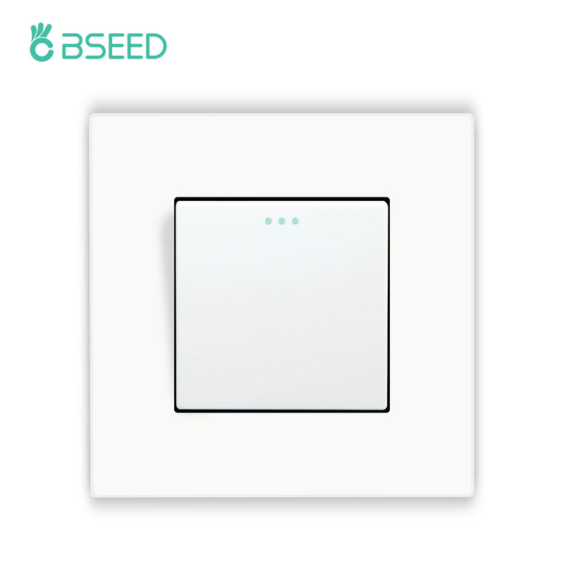 BSEED Mechanical Button Switch 1/2/3Gang 1Way Plus Wall Socket Power Outlets Plastic Panel Wall Light Switch On Off