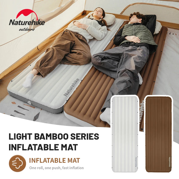 Naturehike Libamboo Inflatable Cushion Camping Ultralight Mat Outdoor Foot Pump Sleeping Pad 2 In 1 Backpacking Air Mattress