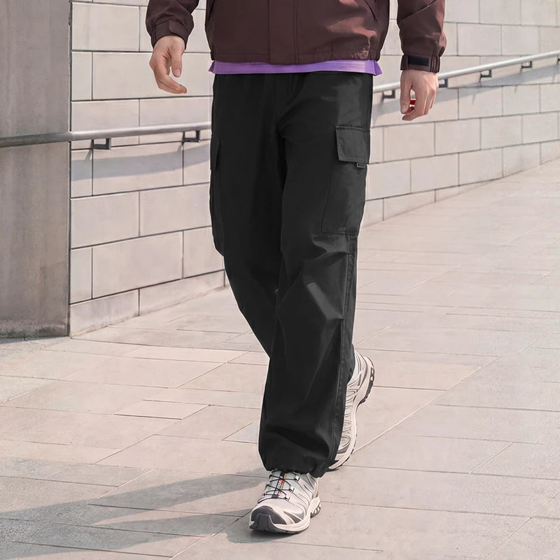 Semir Men Pants Loose Straight Outdoor Cargo Knee Pleat Drawstring Waist Utility Casual Autumn Trousers Daily Wear 2026