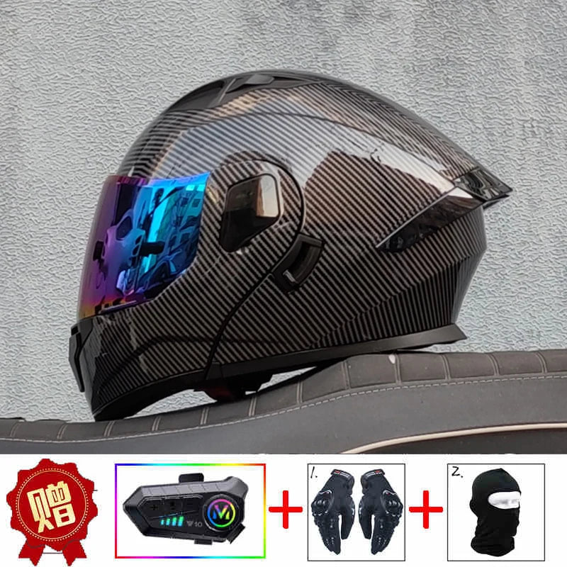 ORZ high-quality motorcycle professional racing flip helmet ABS material modular dual lens Bluetooth helmet DOT certification