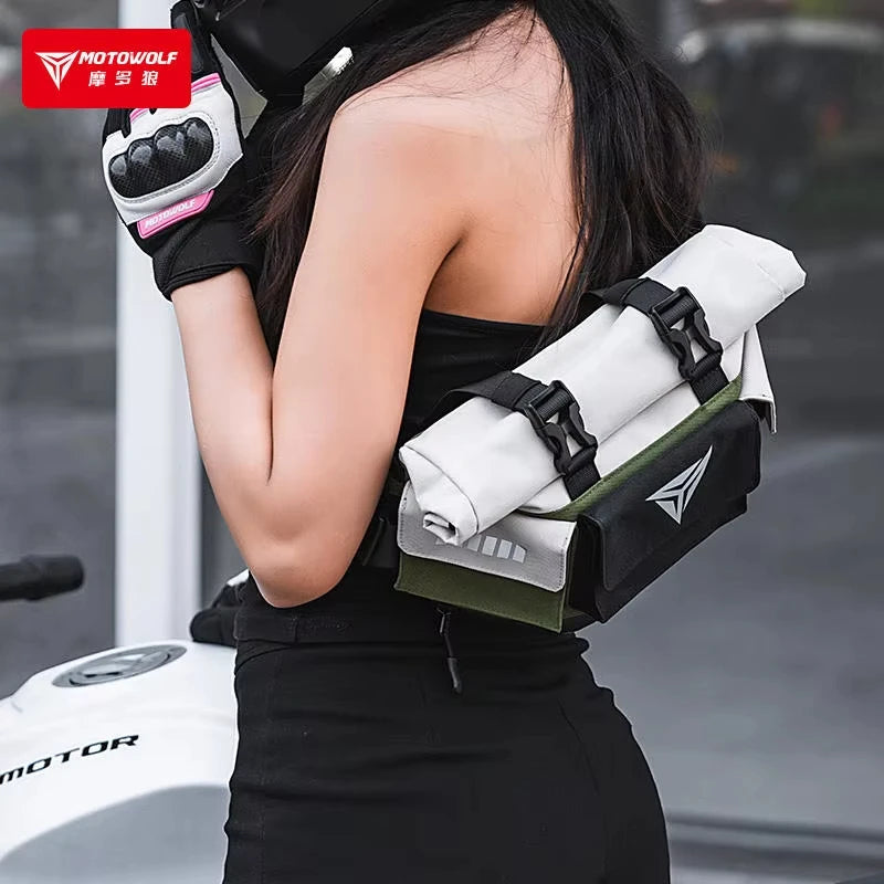 MOTOWOLF Motorcycle Riding Waist Pack Large Capacity Backpack Men Women Waterproof Multiple Pockets Rider Crossbody Bag