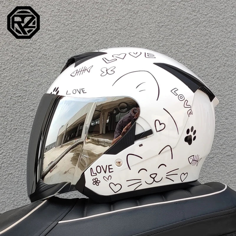 DOT approves dual lens motorcycle helmet for urban commuting, suitable for both men and women ORZ-600