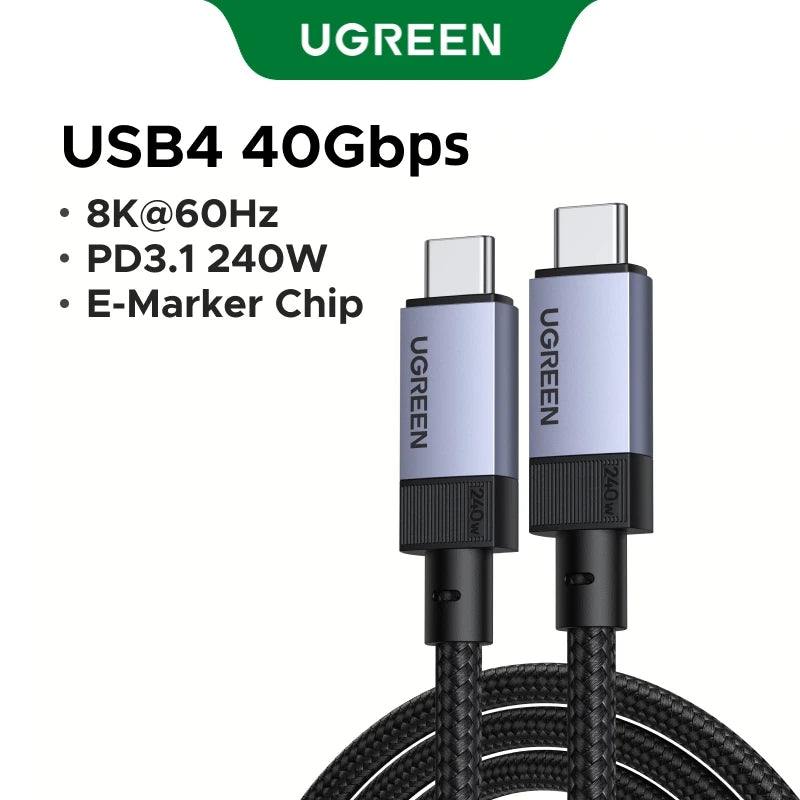 UGREEN Full Function USB C Cable USB4 40Gbps PD3.1 240W Fast Charging Cable 8K60Hz for Monitor Laptop MacBook iPhone 17 Samsung
