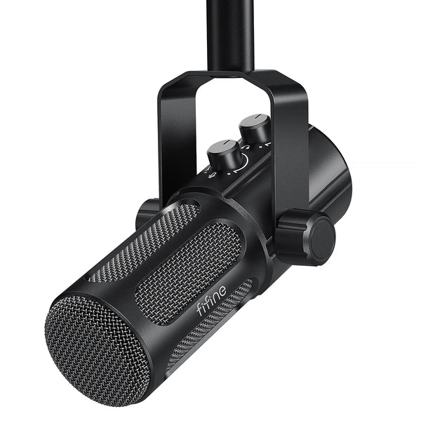 FIFINE USB/XLR Vocal Dynamic Podcast Microphone for Streaming, Recording, Broadcast,Studio Mic for PC with Mute Button-TANK6
