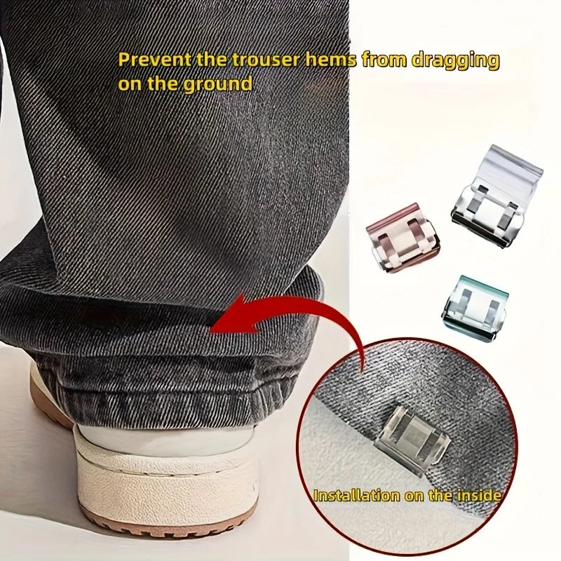 10/20/30pcs Random Color Invisible Hem Shortening Clips, Anti-Slip Pants Leg Fixing Grips Seamless Hems Buttons Non Slide Shoe
