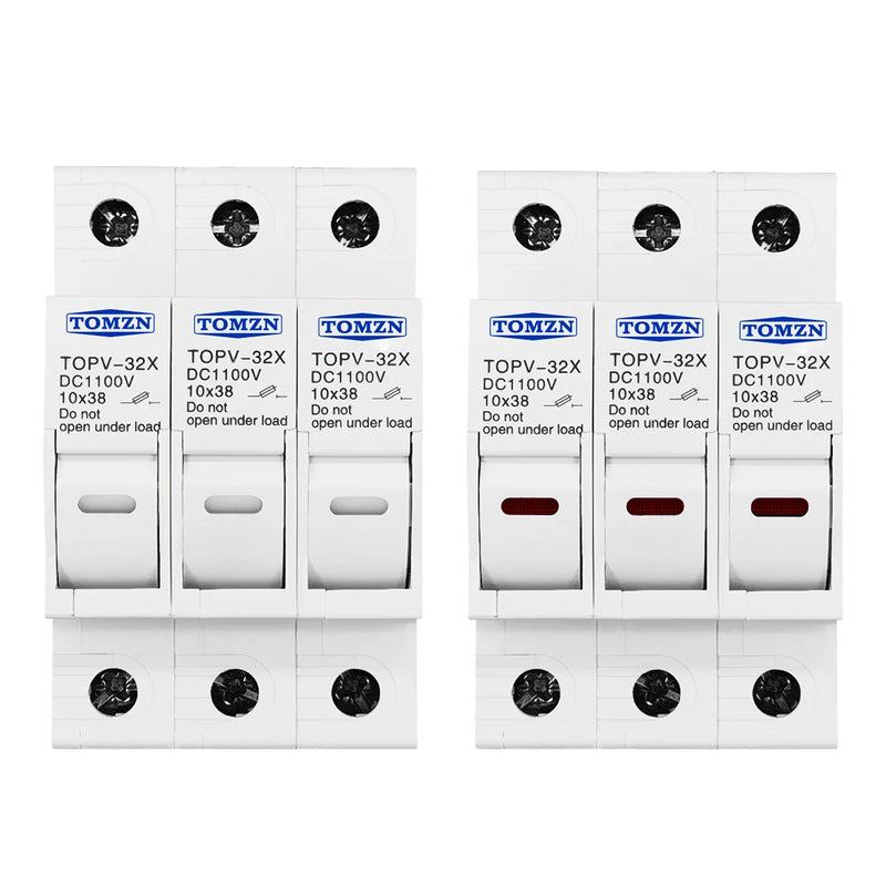 TOMZN 1P 2P 3P 4P 1100V DC Fuse Holder 10*38mm High Voltage PV TOPV-32X Base Photovoltaic System Protection Protector GPV NEW