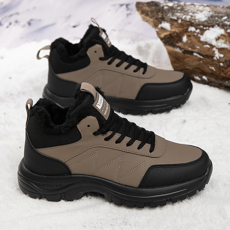 Men's casual snow boots winter new warm plush cotton boots fashion Joker outdoor soft sole anti-slip comfort light hiking boots