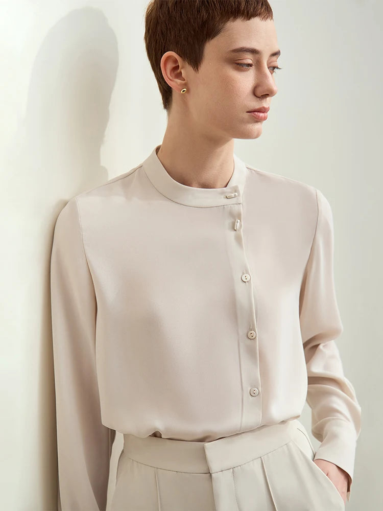 អាវ Amii Minimalism Chiffon សម្រាប់ស្ត្រីឆ្នាំ ២០២៥ រដូវស្លឹកឈើជ្រុះថ្មីកអាវឈរ Shell Buckle Basic អាវនិងអាវទ្រនាប់រលុងធម្មតា ១២៤២៣០៣៣
