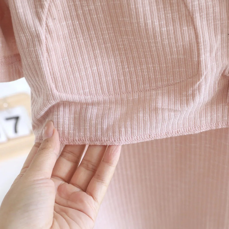 New Chest Pad V-neck Sleepwear Pajamas Woman Nightwear 2026 Spring Autumn Two-piece Home Set Female Long Sleeve Pyjama Femme