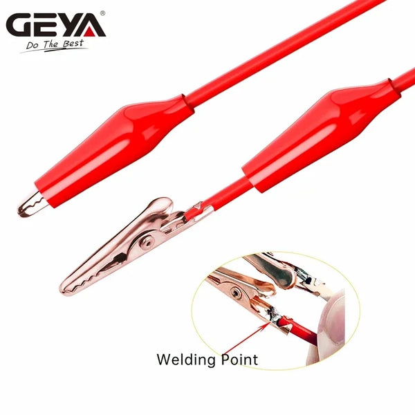 ខ្សែសាកល្បង GEYA 5pcs 4mm ដែលអាចដាក់ជង់ចេកទៅនឹងខ្សែសាកល្បង Alliagtor Clip ក្ដាប់ក្រពើ ខ្សែសាកល្បងម៉ាល់ទីម៉ែត្រប្រើប្រាស់បានយូរ 1M