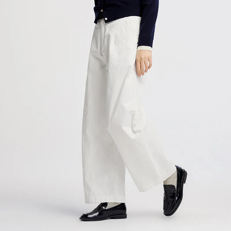 Semir Women Pants Washed Brushed Curved Barrel Leg Elastic Waist Loose Casual Autumn Trousers Daily Wear 2026