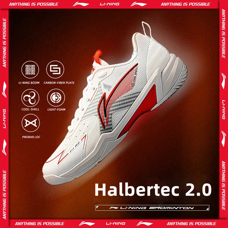 ស្បែកជើងវាយសី Li-Ning Unisex Halbertec 2.0 BOOM Shock Absorption Rebound LiNing Professional Competition Shoes AYZU019